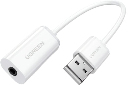 Adaptor Audio UGREEN US206, USB-A - 3.5mm, Alb