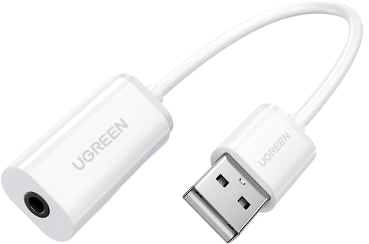 Adaptor Audio UGREEN US206, USB-A - 3.5mm, Alb