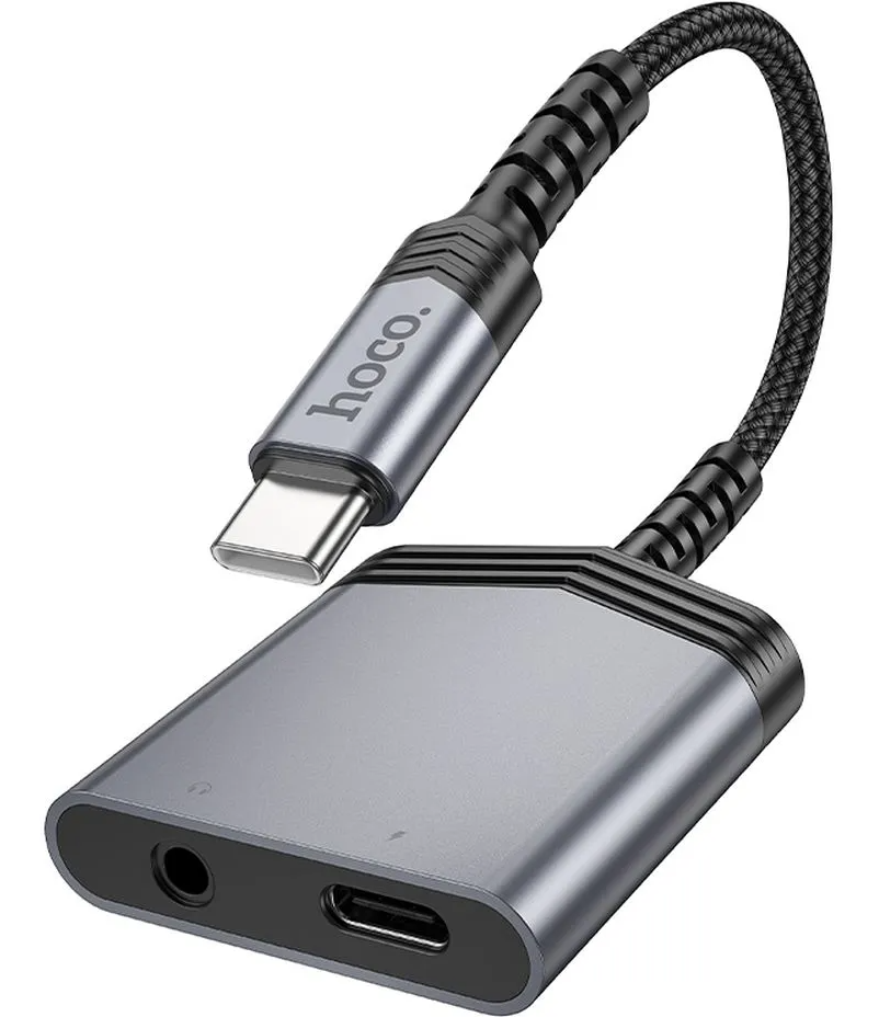 Adaptor Audio USB-C - USB-C / 3.5mm HOCO LS39, Negru