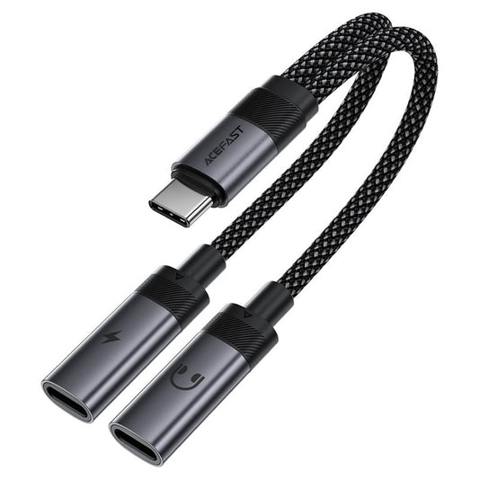 Adaptor Audio USB-C - 2 x USB-C Acefast J14, Negru