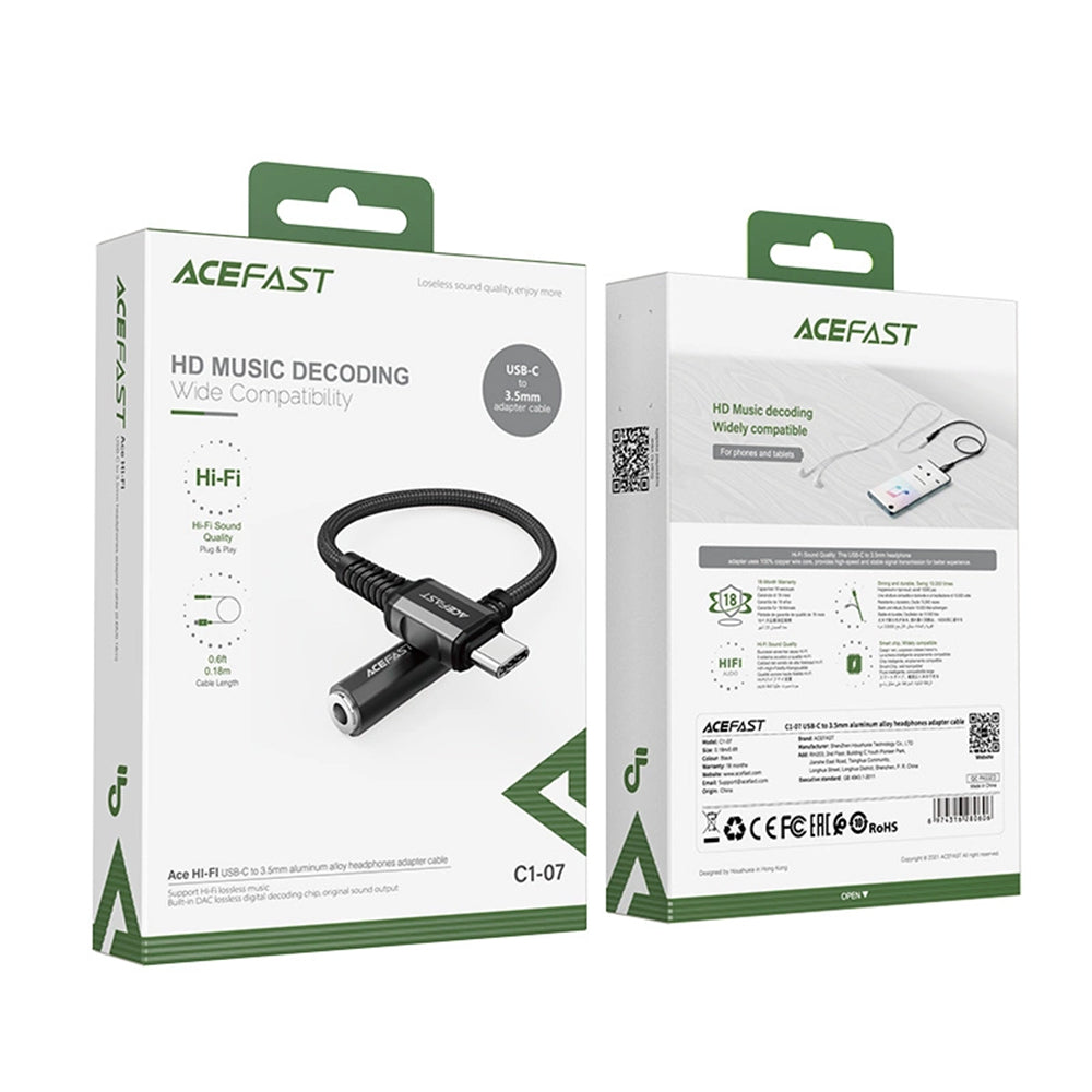 Adaptor Audio USB-C - 3.5mm Acefast C1-07, Negru