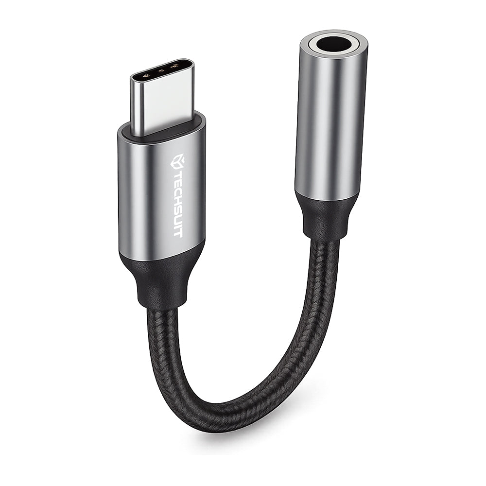 Adaptor Audio USB-C - 3.5mm Techsuit AC12 FuseXound, Gri, Set 2 bucati