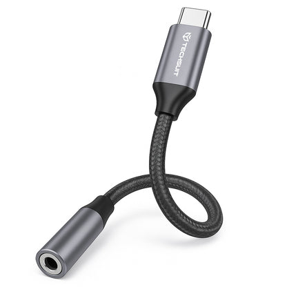 Adaptor Audio USB-C - 3.5mm Techsuit AC12 FuseXound, Gri, Set 2 bucati