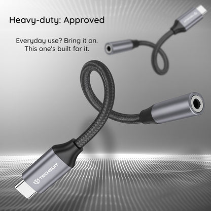 Adaptor Audio USB-C - 3.5mm Techsuit AC12 FuseXound, Gri, Set 2 bucati