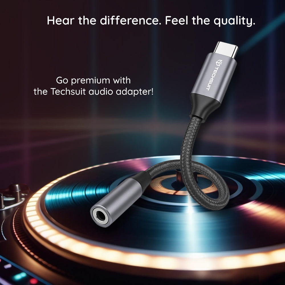 Adaptor Audio USB-C - 3.5mm Techsuit AC12 FuseXound, Gri, Set 2 bucati