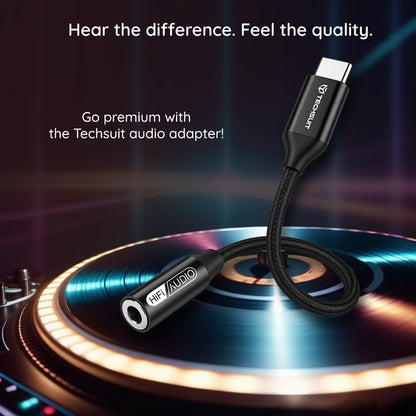 Adaptor Audio USB-C - 3.5mm Techsuit AC13 FuseXound, Negru