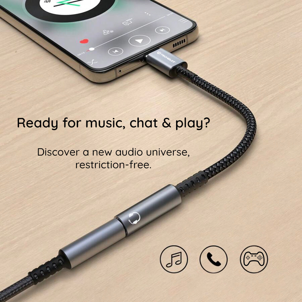 Adaptor Audio USB-C - 3.5mm Techsuit AC14 SonicPiX, Gri