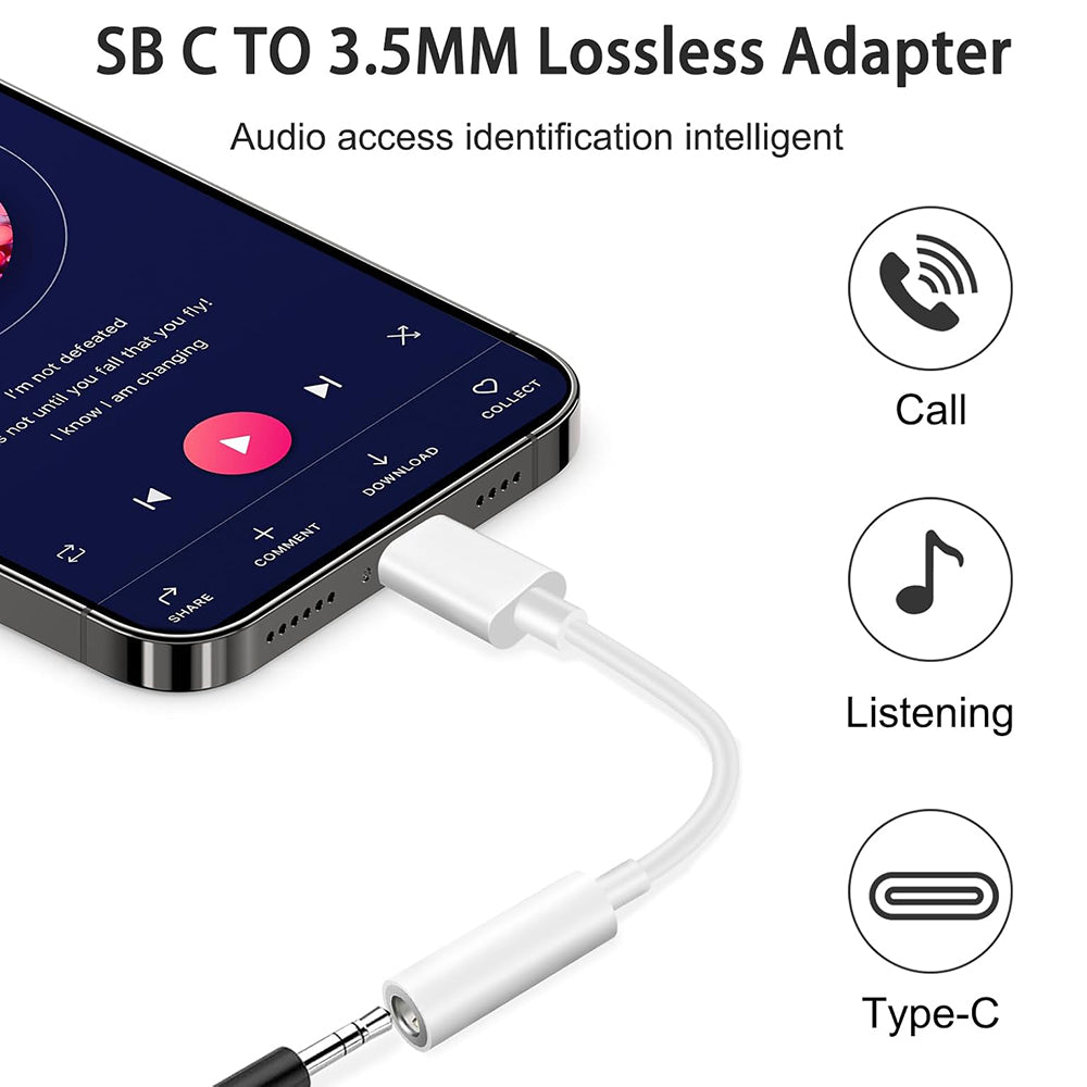 Adaptor Audio USB-C - 3.5mm Techsuit AC18 MusicBox, Alb, Set 2 bucati