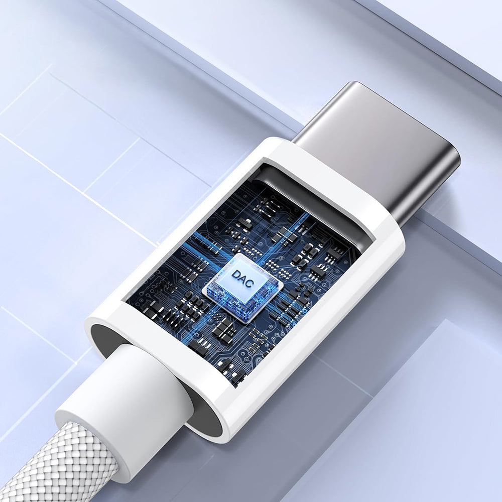 Adaptor Audio USB-C - 3.5mm Techsuit AC18 MusicBox, Alb, Set 2 bucati