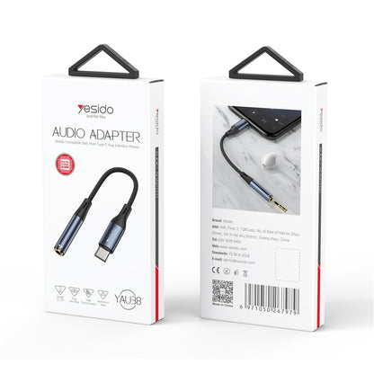 Adaptor Audio USB-C - 3.5mm Yesido YAU38, Negru