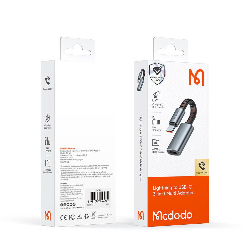 Adaptor Audio USB-C - Lightning McDodo CA-4870, Gri