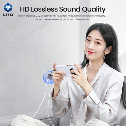 Adaptor Audio USB-C - USB-C / 3.5mm Lito LA04T, Negru