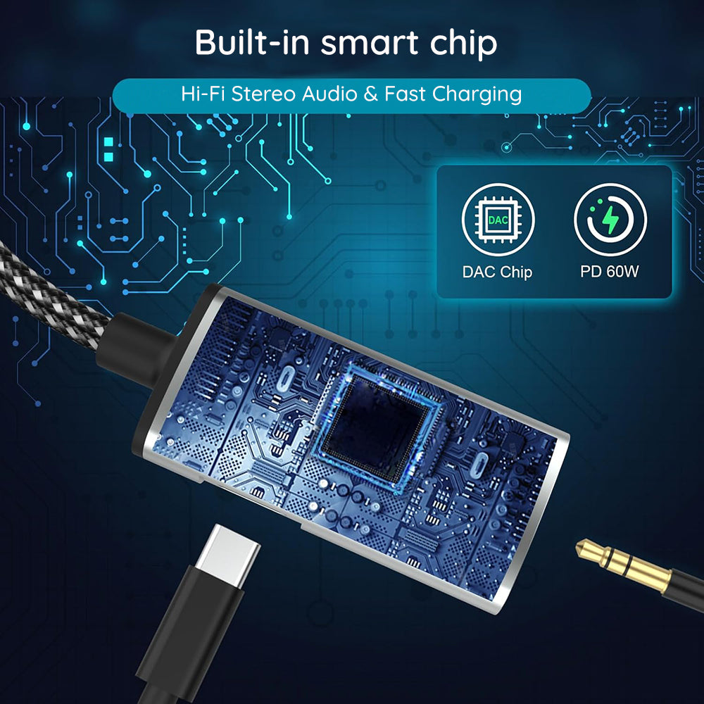 Adaptor Audio USB-C - USB-C / 3.5mm Techsuit AC22 AcustiCore, Gri