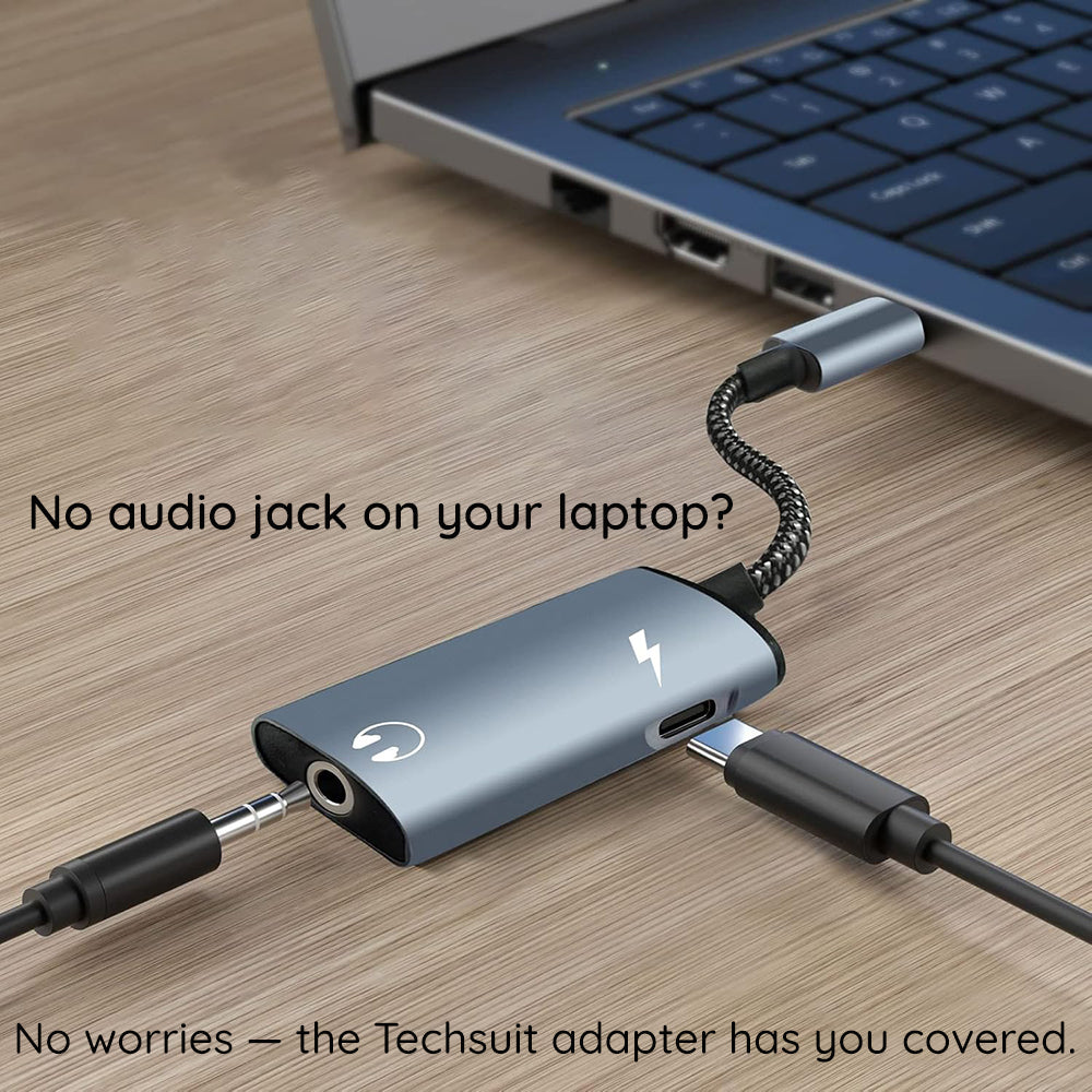 Adaptor Audio USB-C - USB-C / 3.5mm Techsuit AC22 AcustiCore, Gri