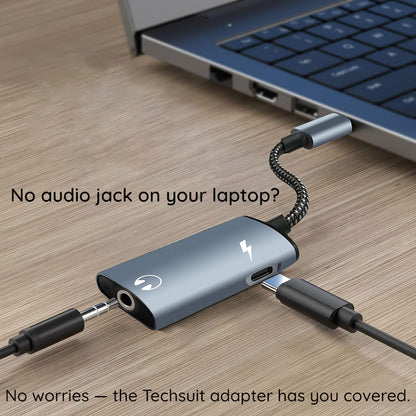 Adaptor Audio USB-C - USB-C / 3.5mm Techsuit AC22 AcustiCore, Gri