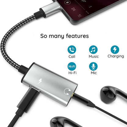 Adaptor Audio USB-C - USB-C / 3.5mm Techsuit AC22 AcustiCore, Gri