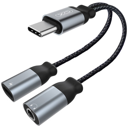 Adaptor Audio USB-C - USB-C / 3.5mm XO Design NBR160B, Negru