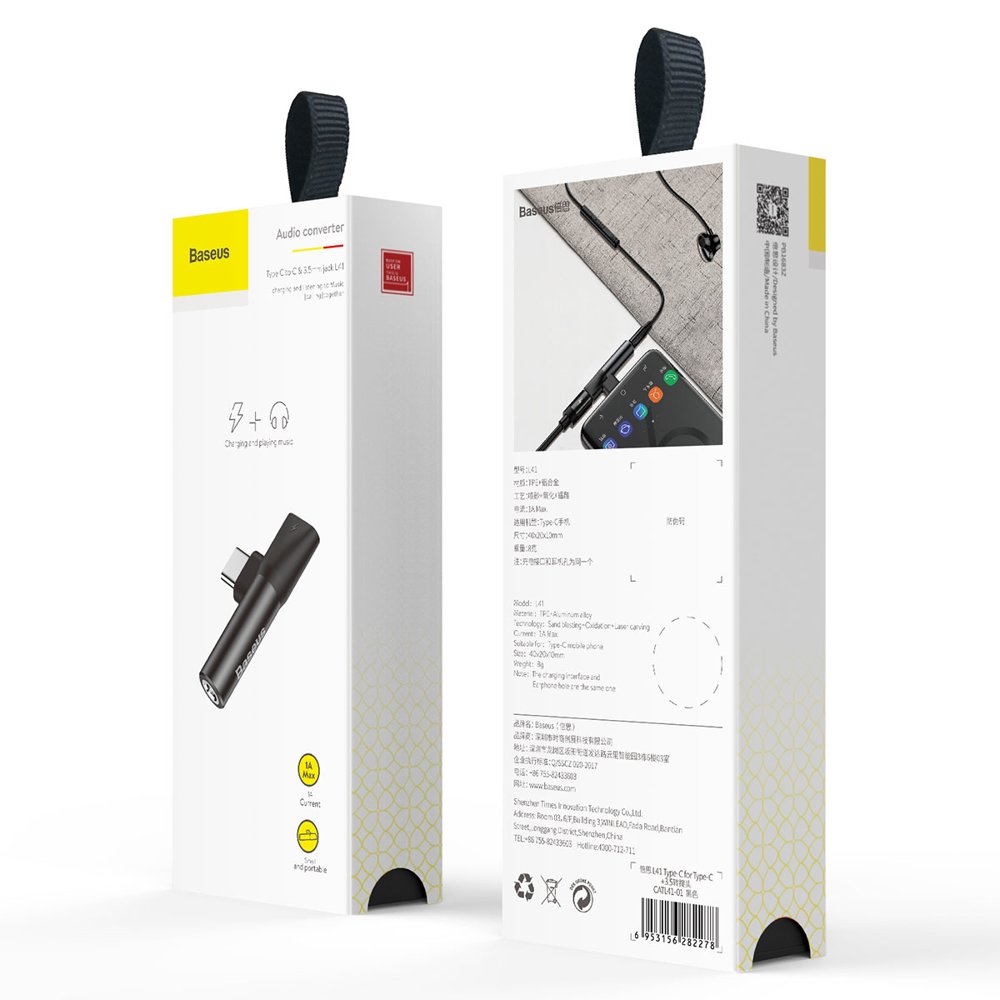 Adaptor Audio USB-C - USB-C / 3.5mm Baseus L41, Negru CATL41-01