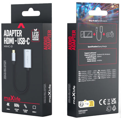 Adaptor Audio si Video USB-C - HDMI MaXlife MXHC-01, Gri