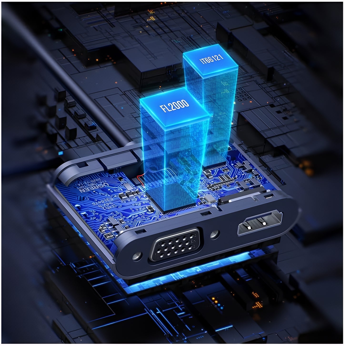 Adaptor Video UGREEN CM449, USB-A - HDMI / VGA, Gri