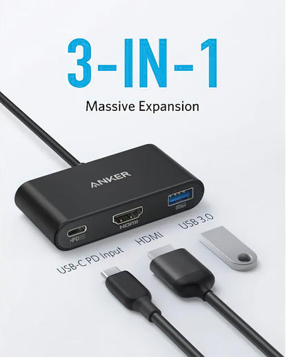 Adaptor Audio si Video USB-C - USB-C / HDMI / USB-A Anker PowerExpand, Negru A8339HA1