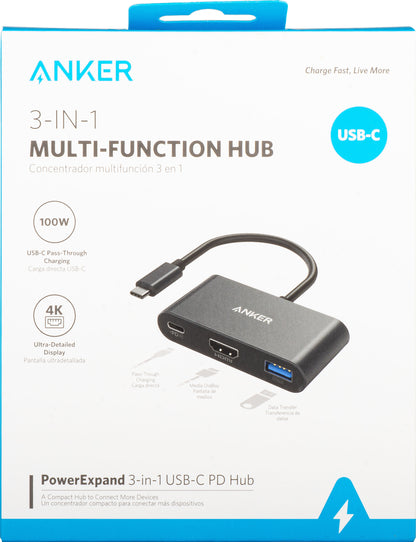 Adaptor Audio si Video USB-C - USB-C / HDMI / USB-A Anker PowerExpand, Negru A8339HA1