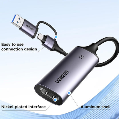 Adaptor Audio si Video USB-A / USB-C - HDMI UGREEN CM629 (15389), Gri