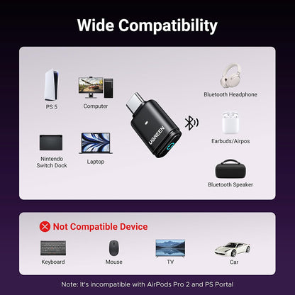 Adaptor Bluetooth USB-C UGREEN BT501, Negru