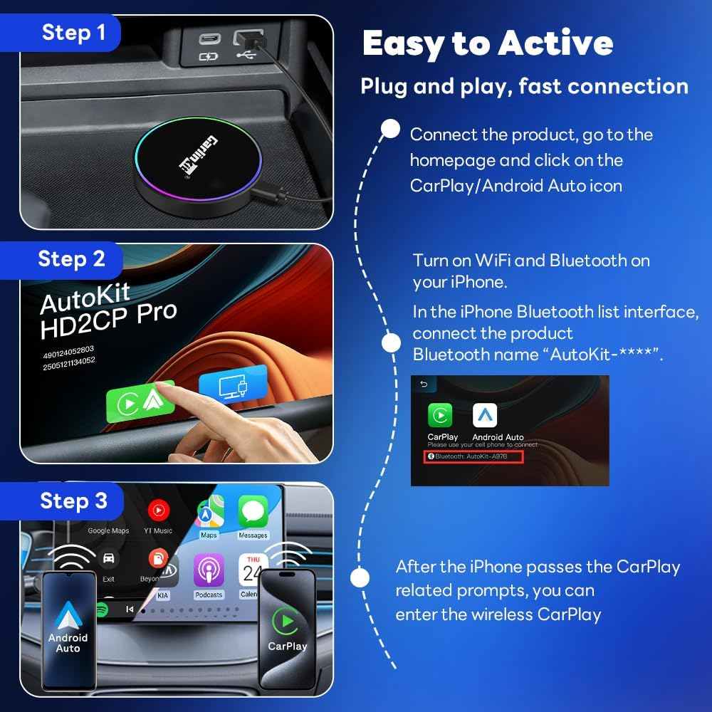Adaptor Carplay / Android Auto Wireless Carlinkit HD2CP Pro pentru Apple iPhone / Android Series