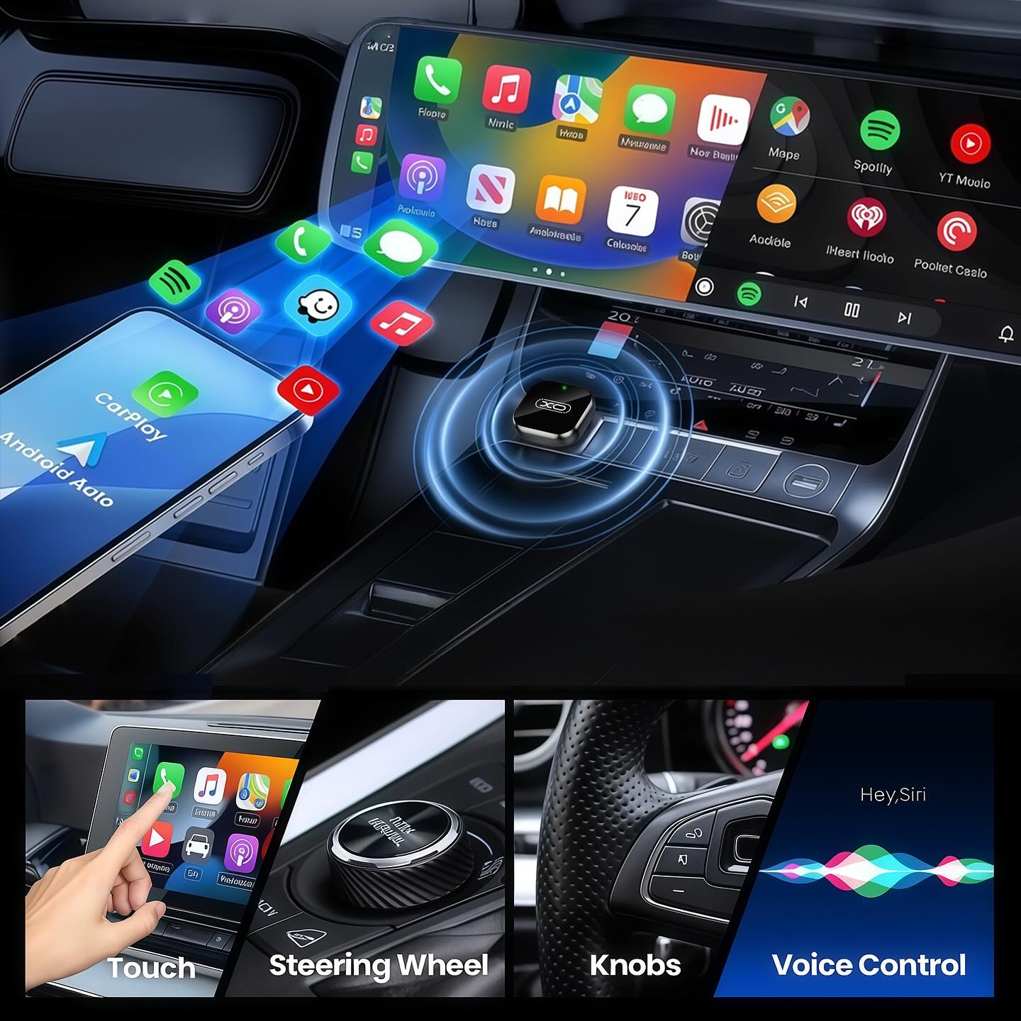 Adaptor Carplay / Android Auto Wireless XO Design CZ026 mini pentru Apple iPhone / Android Series
