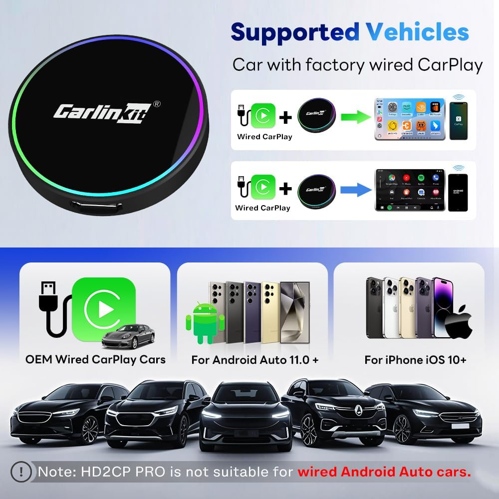 Adaptor Carplay / Android Auto Wireless Carlinkit HD2CP Pro pentru Apple iPhone / Android Series