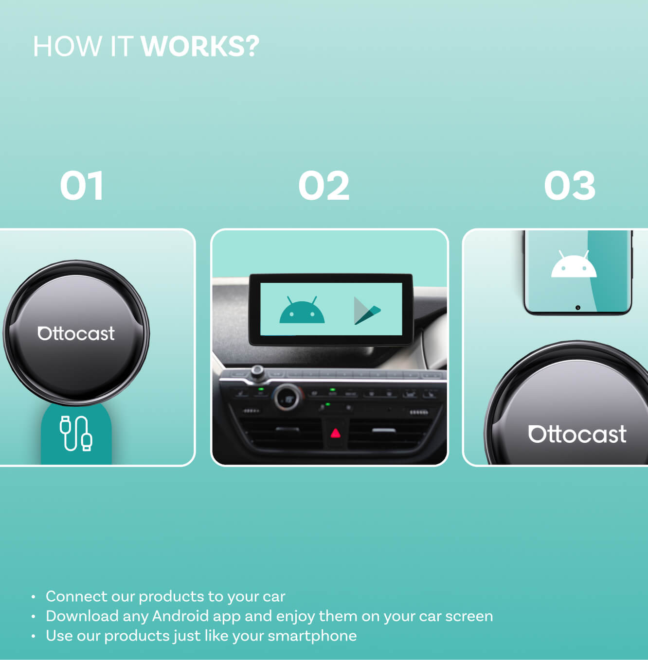 Adaptor Carplay / Android Auto Wireless Ottocast OttoAibox P3 Pro pentru Apple iPhone / Android Series PCS61-T