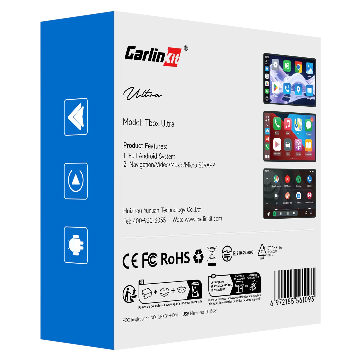 Adaptor Carplay / Android Auto Wireless Carlinkit TBox Ultra 2 pentru Apple iPhone / Android Series, 8GB RAM / 128GB, 5G