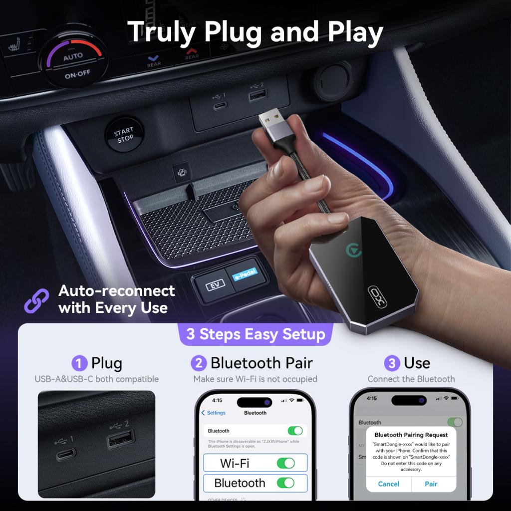 Adaptor Carplay Wireless XO Design CZ016 pentru Apple iPhone Series