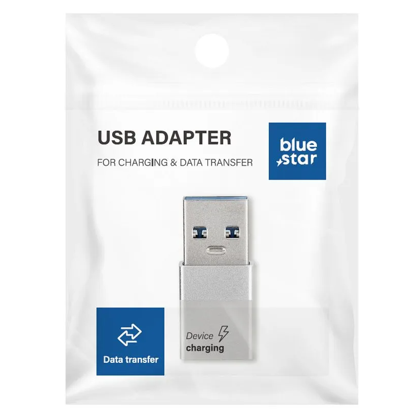 Adaptor Date si Incarcare USB-C - USB-A Blue Star, Alb