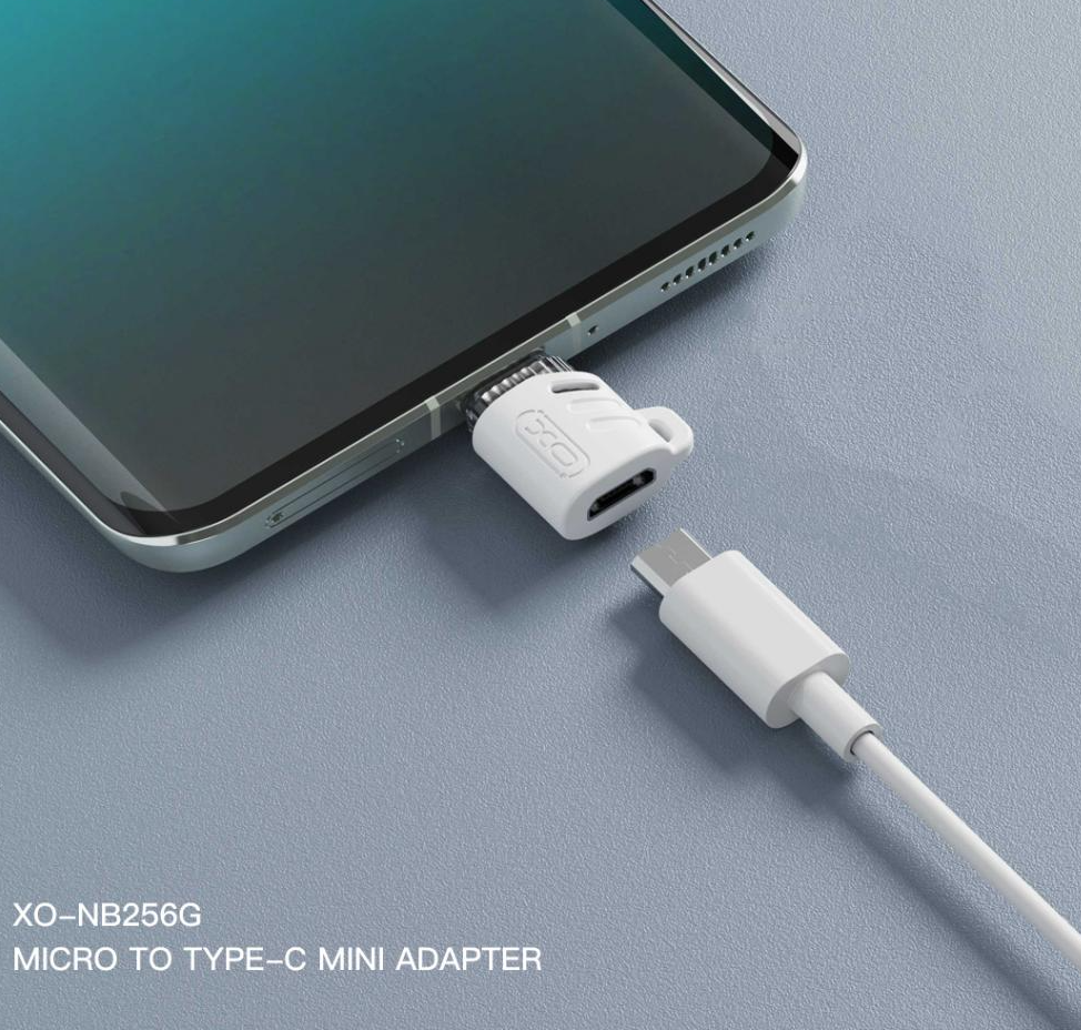 Adaptor Date si Incarcare microUSB - USB-C XO Design NB256G, Alb