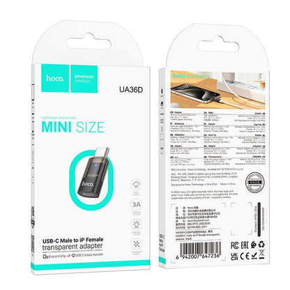 Adaptor Date si Incarcare Lightning - USB-C HOCO UA36D, Negru