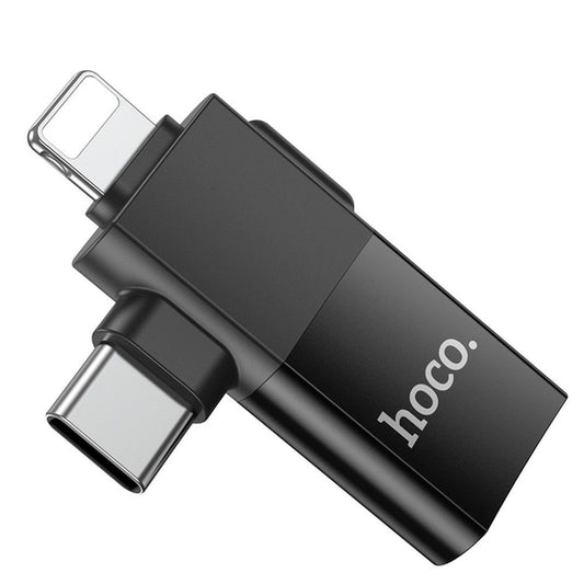 Adaptor OTG USB-C / Lightning - USB-A HOCO UA17, Negru