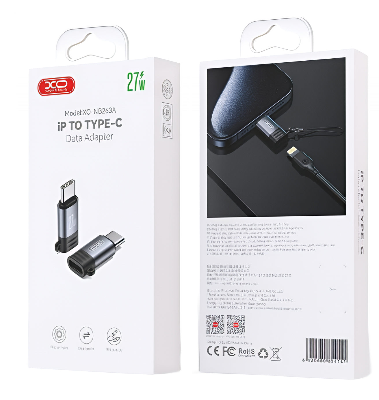 Adaptor Date si Incarcare Lightning - USB-C XO Design NB263A, Negru