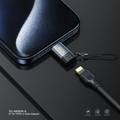 Adaptor Date si Incarcare Lightning - USB-C XO Design NB263A, Negru