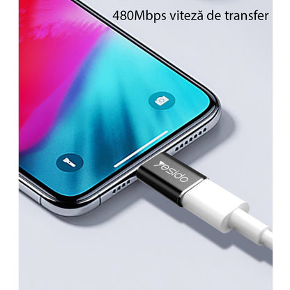 Adaptor Date si Incarcare microUSB - Lightning Yesido GS05, Negru