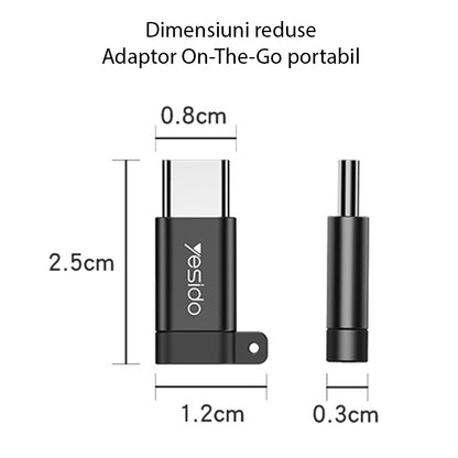 Adaptor Date si Incarcare microUSB - USB-C Yesido GS04, Negru