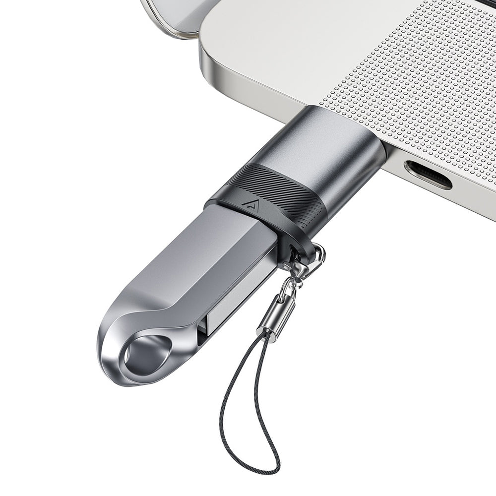 Adaptor Date si Incarcare USB-C - USB-A Acefast J8, Gri