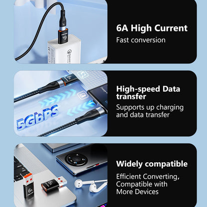 Adaptor Date si Incarcare USB-C - USB-A Techsuit A5 HyperPort, Negru Portocaliu