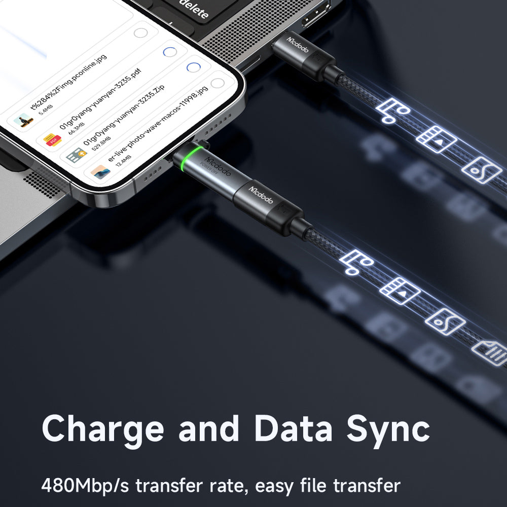 Adaptor Date si Incarcare USB-C - Lightning McDodo OT-2590 Power Off, Negru
