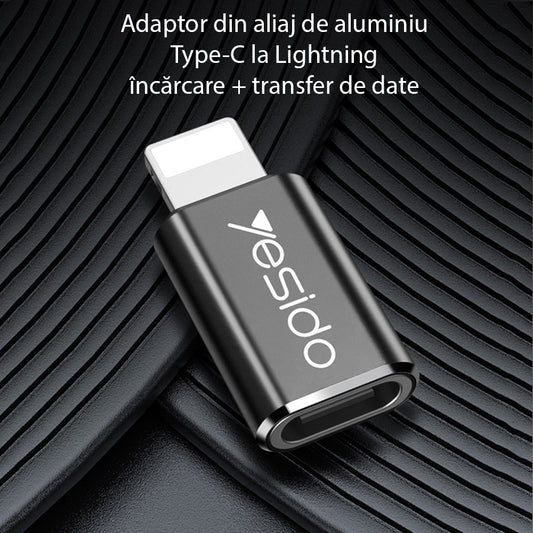 Adaptor Date si Incarcare USB-C - Lightning Yesido GS03, Negru