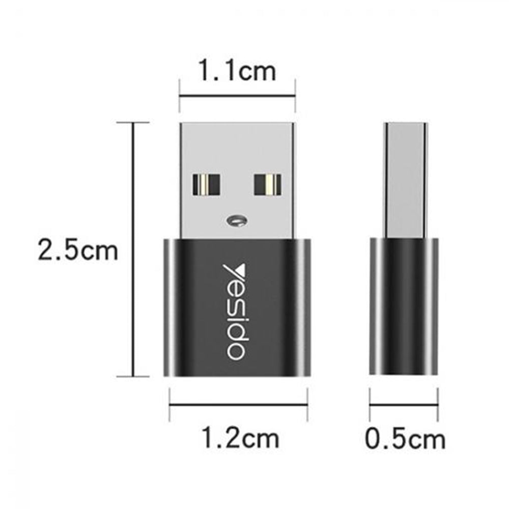Adaptor Date si Incarcare USB-C - USB-A Yesido GS09, Negru