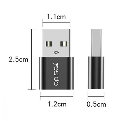Adaptor Date si Incarcare USB-C - USB-A Yesido GS09, Negru