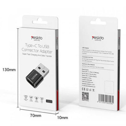 Adaptor Date si Incarcare USB-C - USB-A Yesido GS09, Negru