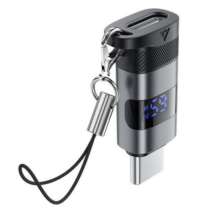 Adaptor Date si Incarcare USB-C - USB-C Acefast J9 Display, Gri